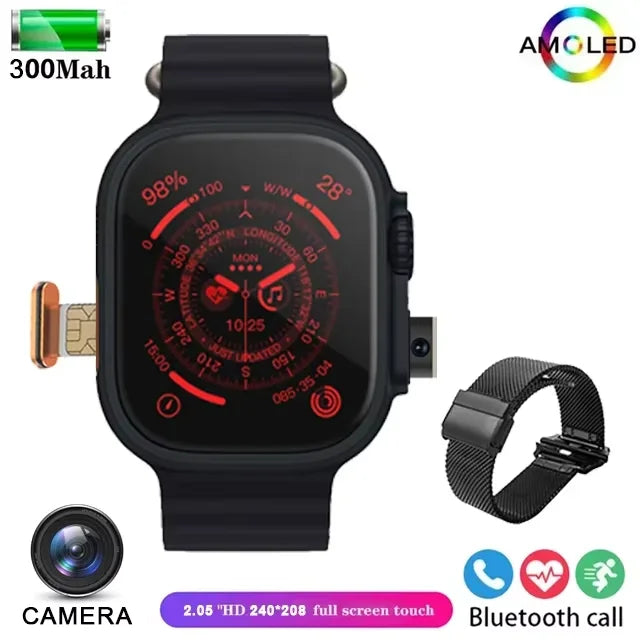 2025NewSmart Watch 4G SIM Card and Camera Video Call Notification HD Screen Custom Dial Support Earphone Connection Smart Watch
