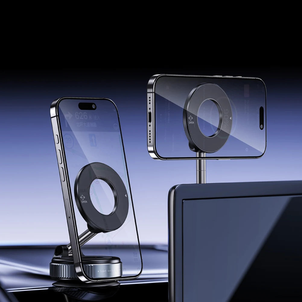 360° Adjustable Vacuum Magnetic Car Phone Holder For Magsafe Magnetic Suction Cup Phone Holder Folding Stand for Car Mirror Gym