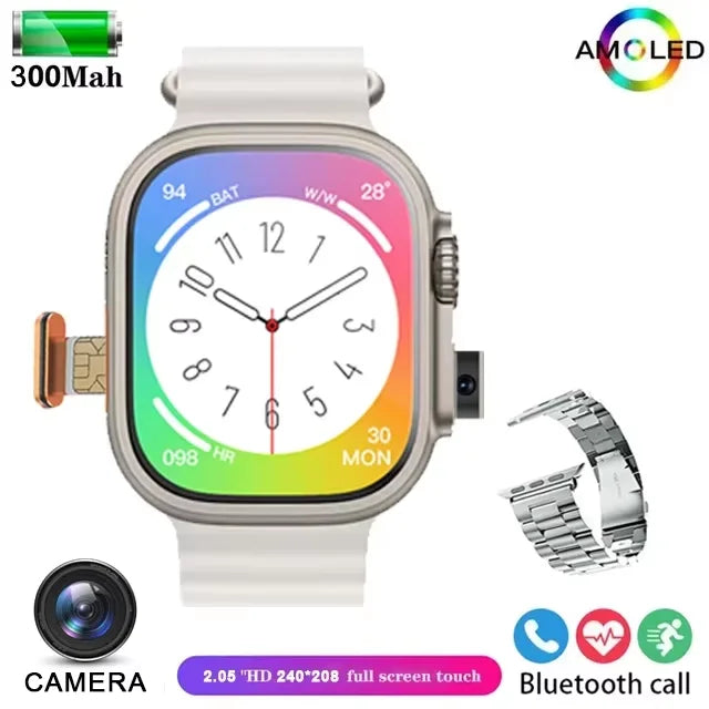 2025NewSmart Watch 4G SIM Card and Camera Video Call Notification HD Screen Custom Dial Support Earphone Connection Smart Watch