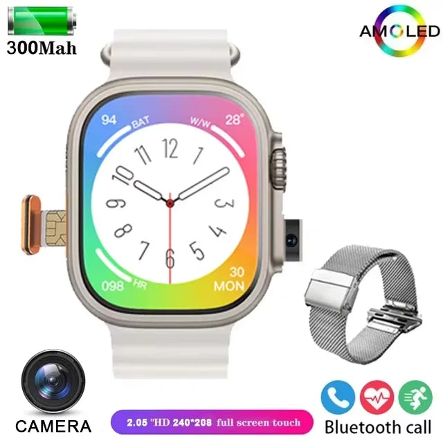 2025NewSmart Watch 4G SIM Card and Camera Video Call Notification HD Screen Custom Dial Support Earphone Connection Smart Watch