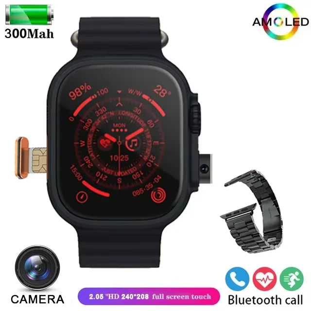 2025NewSmart Watch 4G SIM Card and Camera Video Call Notification HD Screen Custom Dial Support Earphone Connection Smart Watch