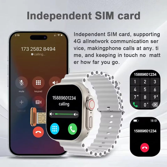 2025NewSmart Watch 4G SIM Card and Camera Video Call Notification HD Screen Custom Dial Support Earphone Connection Smart Watch