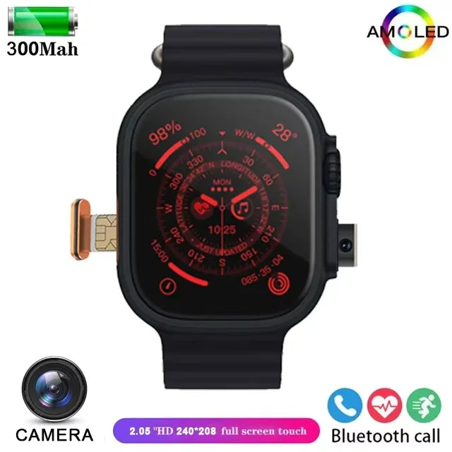 2025NewSmart Watch 4G SIM Card and Camera Video Call Notification HD Screen Custom Dial Support Earphone Connection Smart Watch