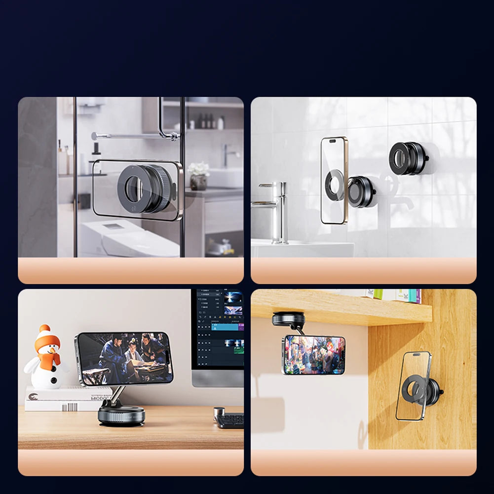 360° Adjustable Vacuum Magnetic Car Phone Holder For Magsafe Magnetic Suction Cup Phone Holder Folding Stand for Car Mirror Gym