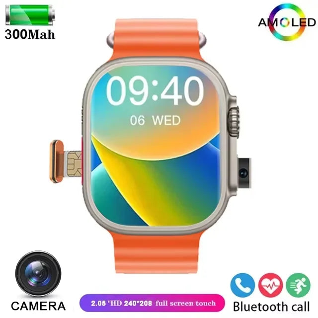 2025NewSmart Watch 4G SIM Card and Camera Video Call Notification HD Screen Custom Dial Support Earphone Connection Smart Watch