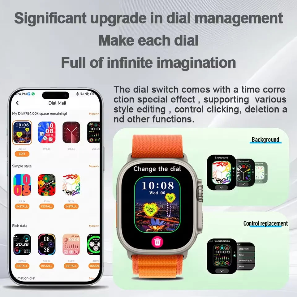 2025NewSmart Watch 4G SIM Card and Camera Video Call Notification HD Screen Custom Dial Support Earphone Connection Smart Watch
