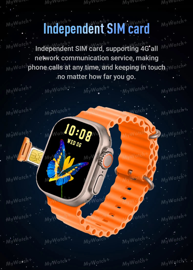 2025NewSmart Watch 4G SIM Card and Camera Video Call Notification HD Screen Custom Dial Support Earphone Connection Smart Watch