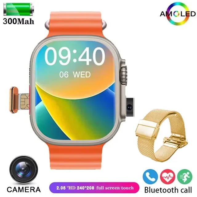 2025NewSmart Watch 4G SIM Card and Camera Video Call Notification HD Screen Custom Dial Support Earphone Connection Smart Watch