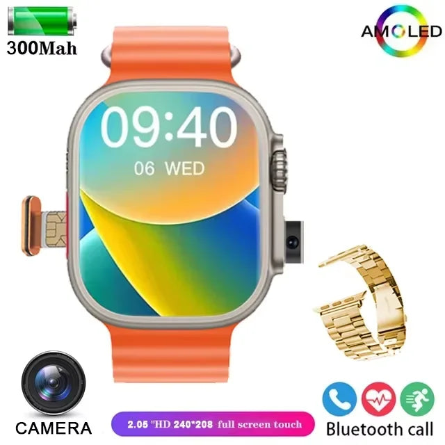 2025NewSmart Watch 4G SIM Card and Camera Video Call Notification HD Screen Custom Dial Support Earphone Connection Smart Watch