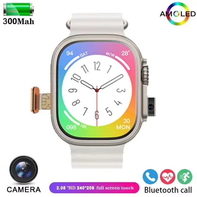 2025NewSmart Watch 4G SIM Card and Camera Video Call Notification HD Screen Custom Dial Support Earphone Connection Smart Watch